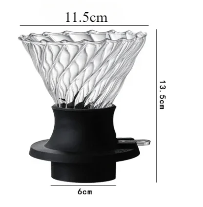 Reusable Immersion Coffee Dripper and Filters Glass Hand Brewing Coffee Maker Filter for Home Office Restaurant Coffee Shop Use 10