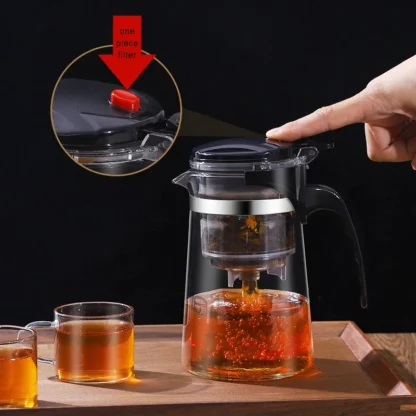 Heat Resistant Glass Teapot One-click filtering Tea Pot Tea Water Separation Filter Tea Maker Coffee Pot Home Teaware Set 1