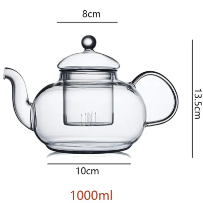 Clear Glass Tea Pot Heat Resistant Flower Teapot with Infuser 600/1000ml - Image 5