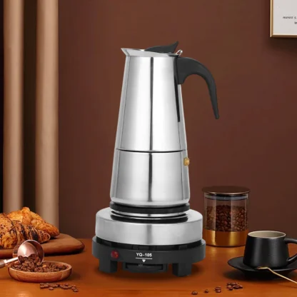 110V  9 Cup Stainless Steel Mocha Pot - Image 4
