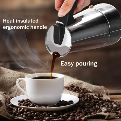6 Cups Stainless Steel Moka Pot Coffee Pot - Image 3