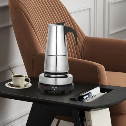 110V  9 Cup Stainless Steel Mocha Pot - Image 2