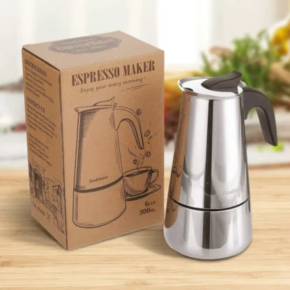 6 Cups Stainless Steel Moka Pot Coffee Pot - Image 6