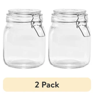 Glass Storage Jars w/Lock Lid 38 oz, 2 Pack