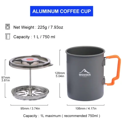 Widesea Camping Coffee Pot with French Press - Image 2